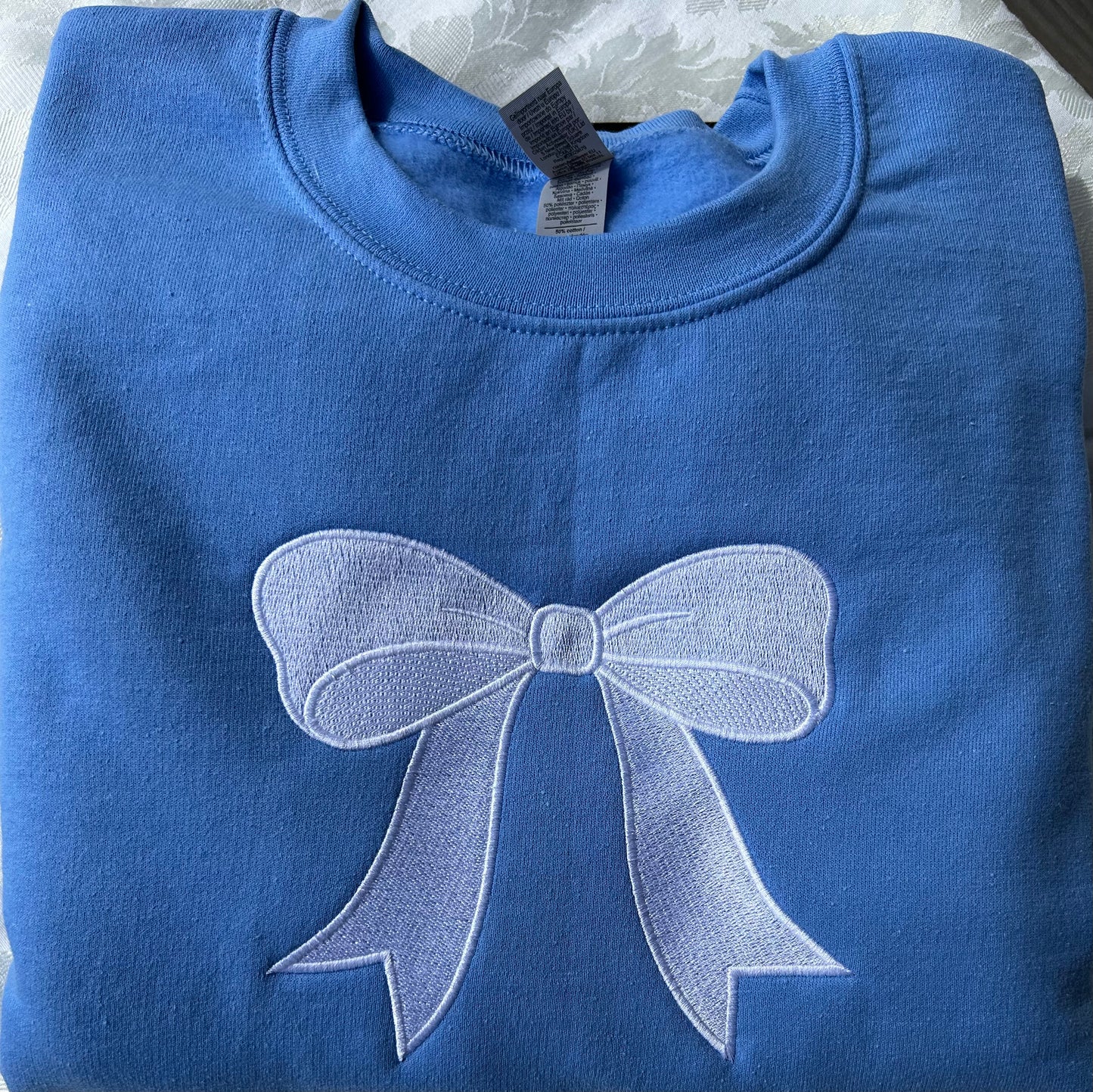 White Bow Sweatshirt Blue