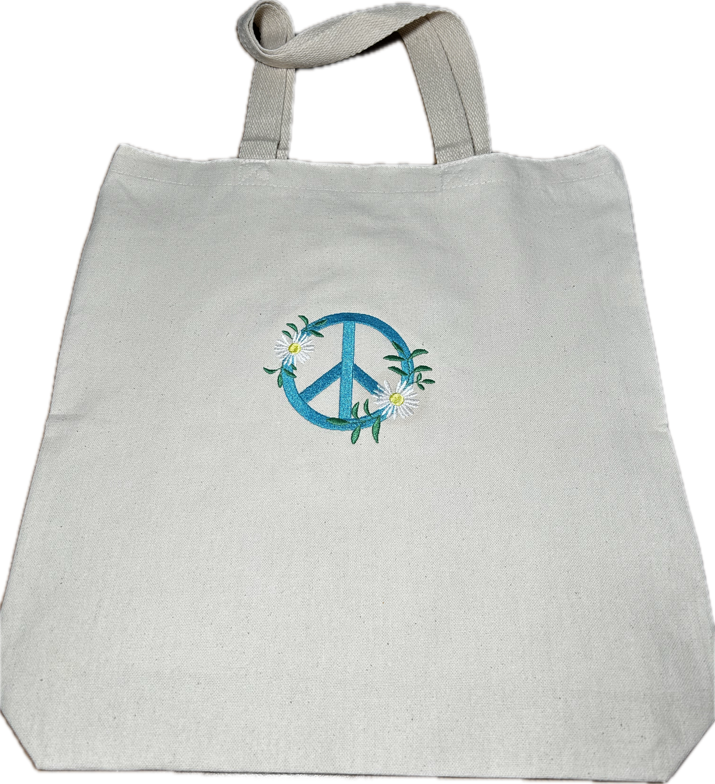 PEACE Tote Natural/Turquoise