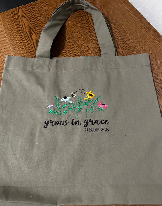 GROW IN GRACE Tote Military Green