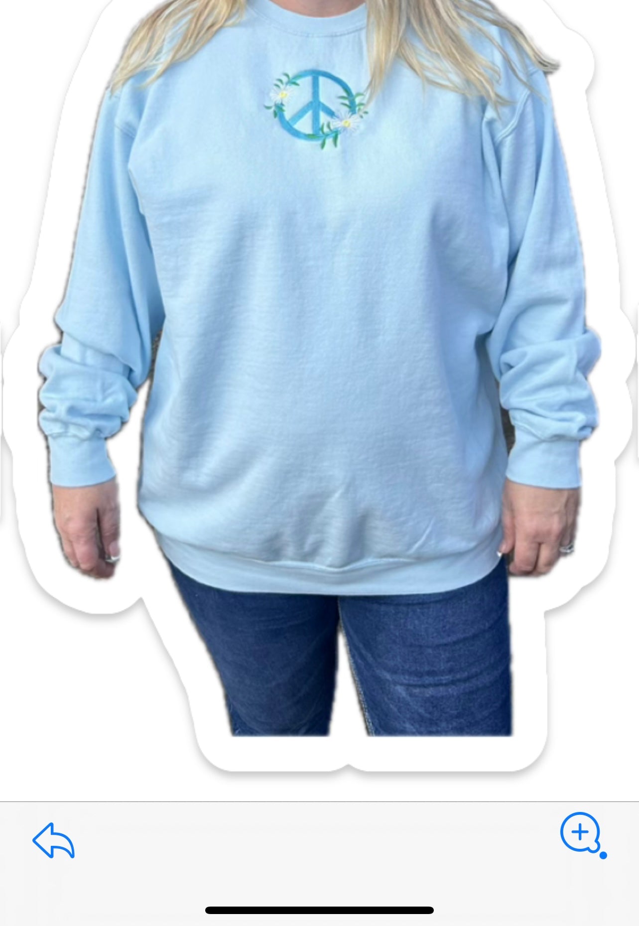 PEACE SIGN Chambray Blue Crewneck Sweatshirt