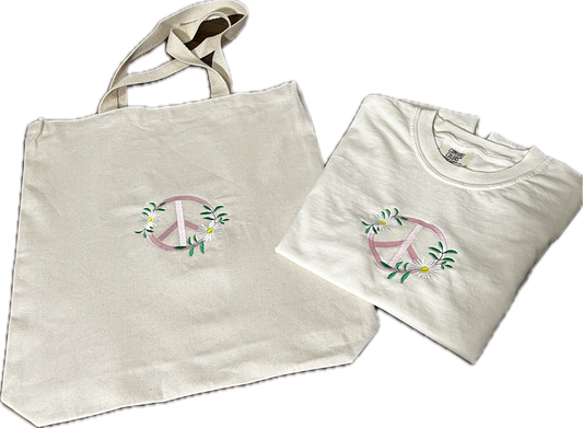 PEACE Tote Natural/Pink