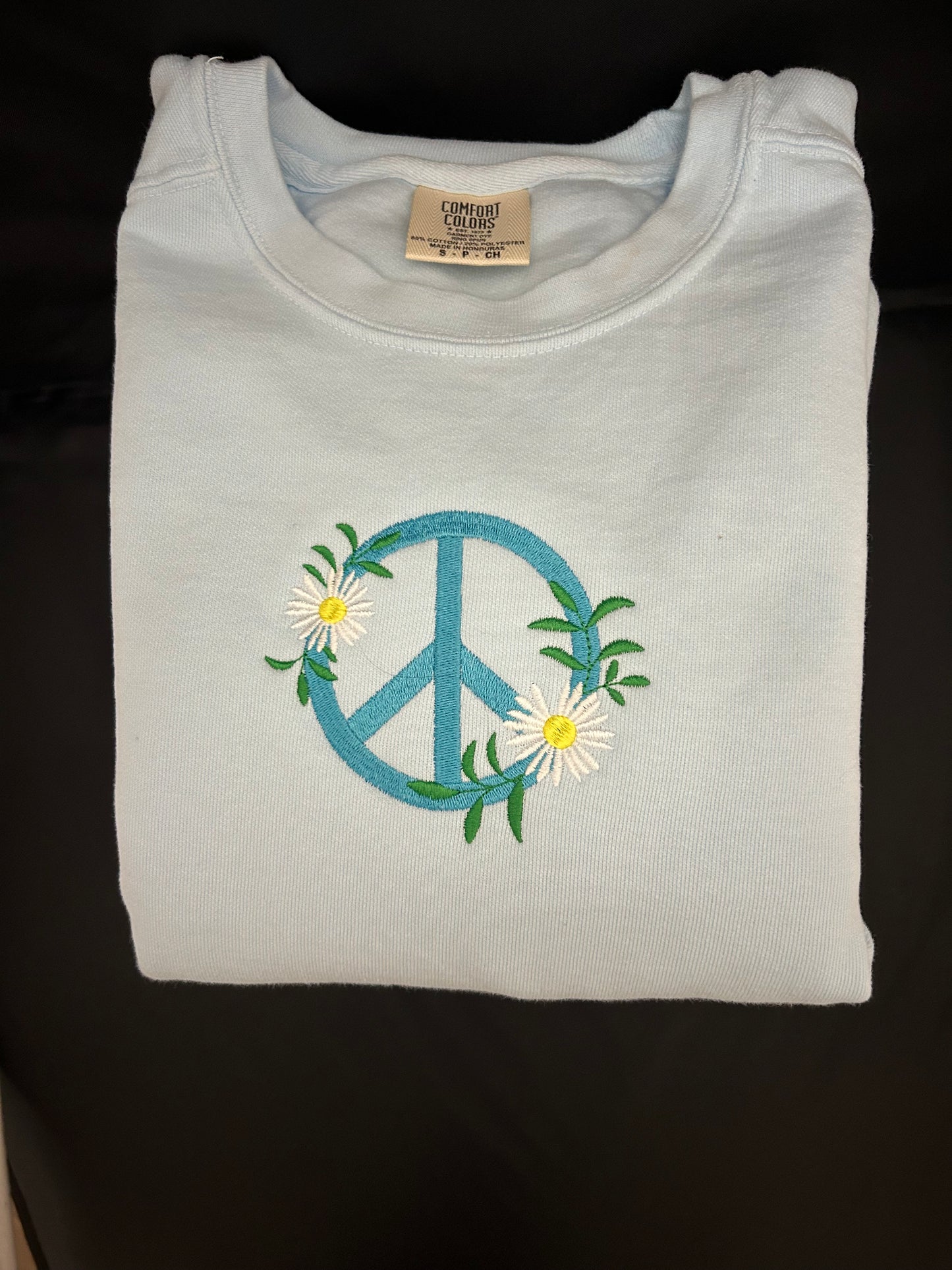 PEACE SIGN Chambray Blue Crewneck Sweatshirt