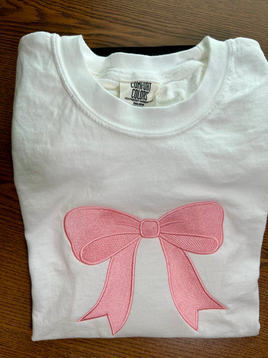 PINK Bow Tee Shirt White