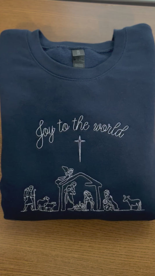 JOY TO THE World Crew Sweatshirt Navy Blue